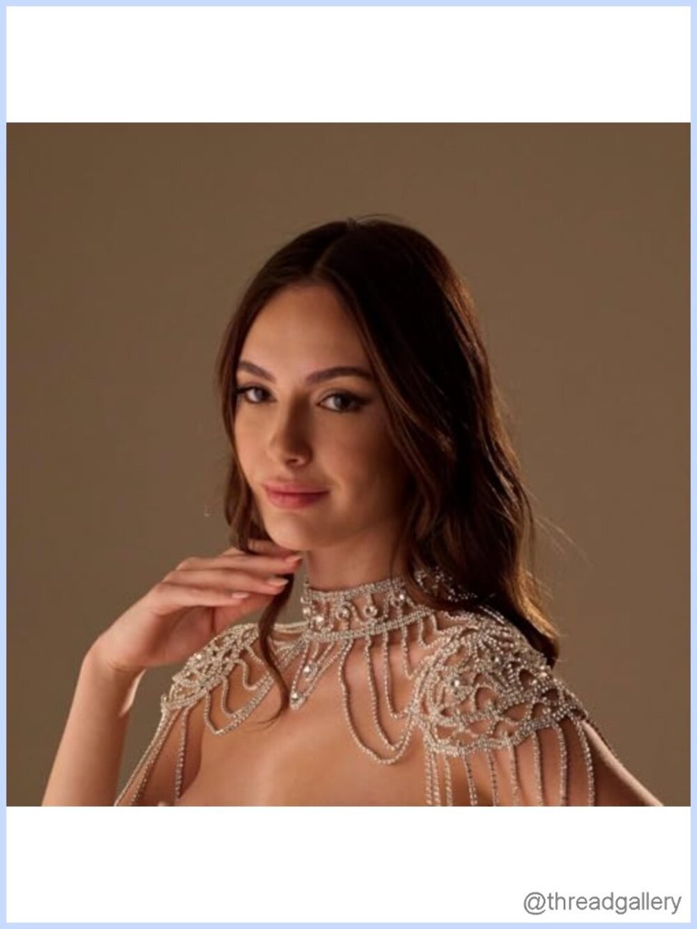 Rhinestone Crystal Shoulder Necklace Body Chain Harness Bridal Wedding Jewelry - Picture 5 of 6